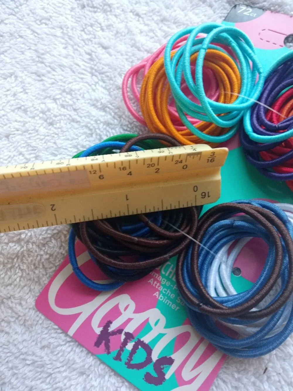 72 Goody Color Thin 2mm No Metal Ponytailer Hair Bands White Blues Ouchless Kids